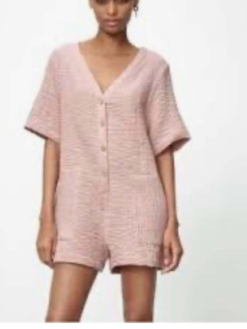 Zara Dusty Pink  Button-Front Romper - Picture 12 of 12